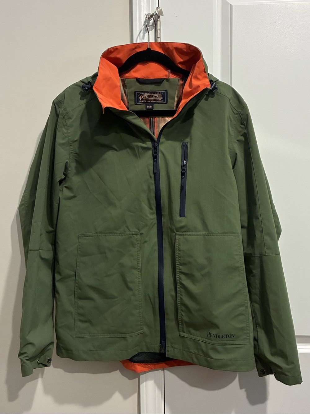 Pendleton Olive Green Raincoat with Orange Lining